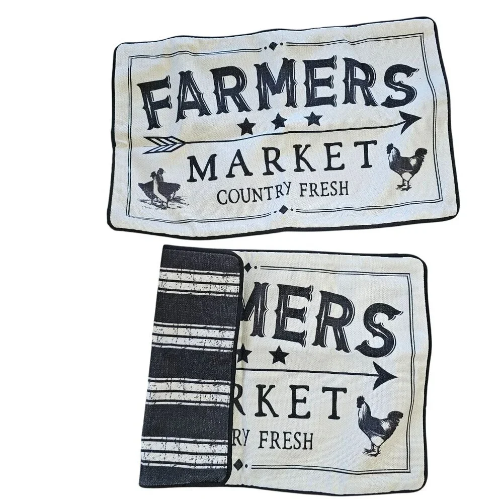 Marlo Lorenz Farmers Market Pillow Cover 19x12 Decorative Black Striped back zip